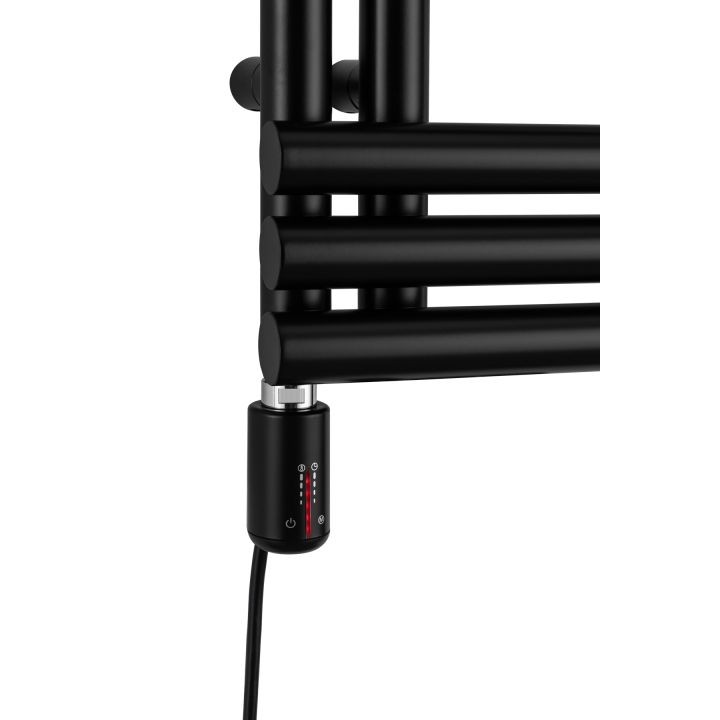 Grzejnik łazienkowy elektryczny Zodiak 942x500 czarny, grzałka z lewej strony