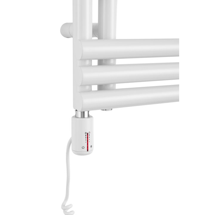 Grzejnik łazienkowy elektryczny Zodiak 1147x500 biały, grzałka z lewej strony