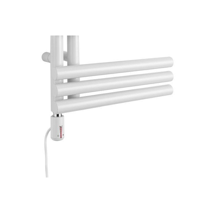 Grzejnik łazienkowy elektryczny Zodiak 942x400 biały, grzałka z lewej strony