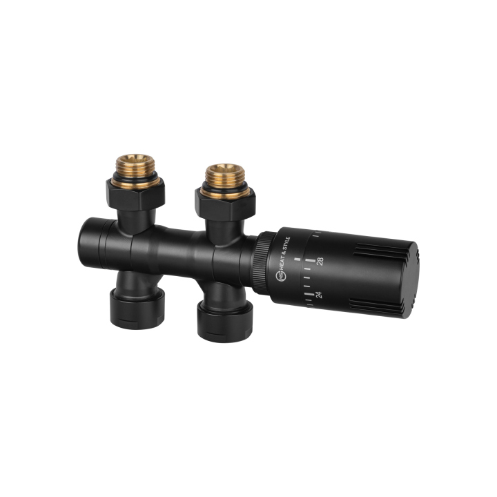 Zawór termostatyczny zespolony MULTIFLOW INVEST, czarny uniwersalny