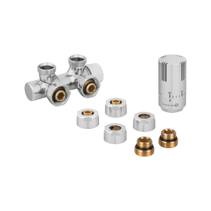 Zawór termostatyczny zespolony MULTIFLOW INVEST, chrom uniwersalny