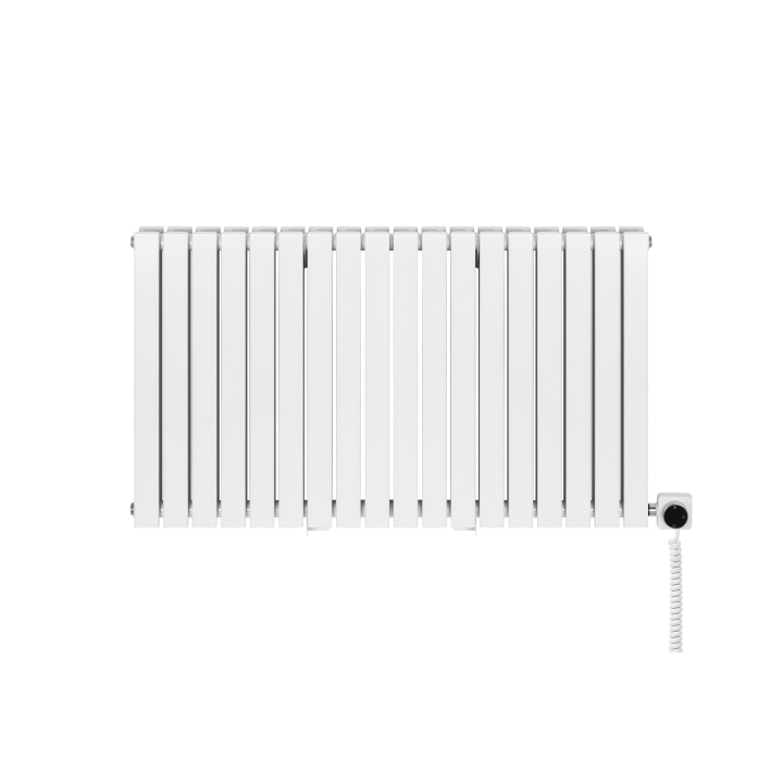 Grzejnik dekoracyjny elektryczny poziomy  Judy 600x1062 biały, grzałka z prawej strony