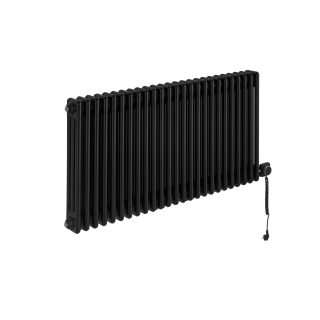 Grzejnik dekoracyjny elektryczny poziomy CL3E 575x1145 czarny, grzałka z prawej strony