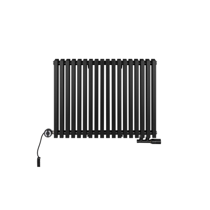Grzejnik dekoracyjny hybrydowy poziomy Nomad 600x810 czarny MOA