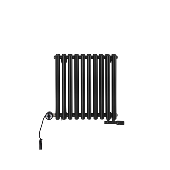 Grzejnik dekoracyjny hybrydowy poziomy Gilda 600x590 czarny MOA