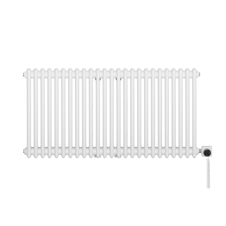 Grzejnik dekoracyjny elektryczny poziomy CL3E 575x1145 biały, grzałka z prawej strony