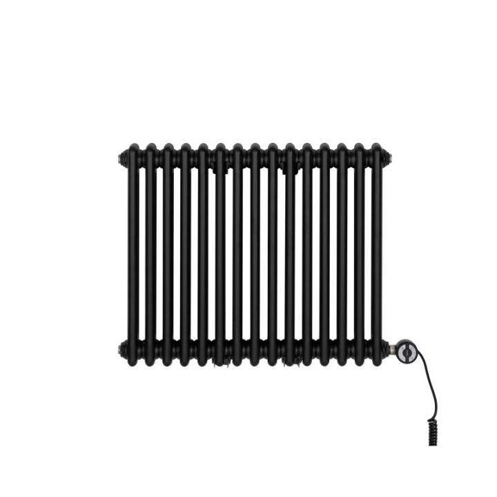 Grzejnik dekoracyjny elektryczny poziomy CL3E 575x695 czarny, grzałka z prawej strony