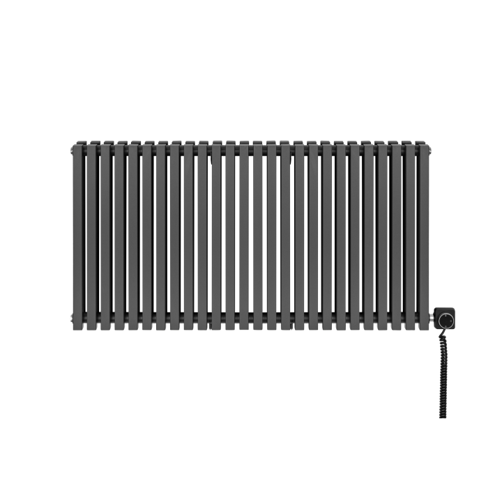 Grzejnik dekoracyjny elektryczny poziomy Nomad 600x1170 grafit, grzałka z prawej strony