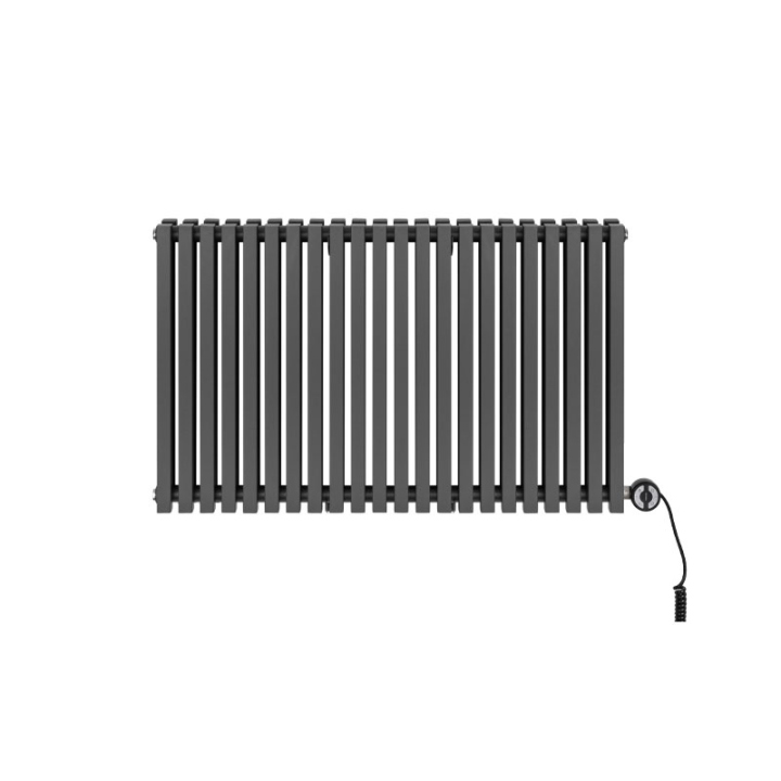Grzejnik dekoracyjny elektryczny poziomy Nomad 600x990 grafit, grzałka z prawej strony