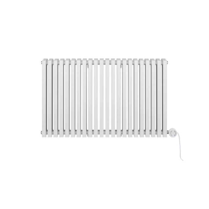 Grzejnik dekoracyjny elektryczny poziomy Nomad 600x990 biały, grzałka z prawej strony