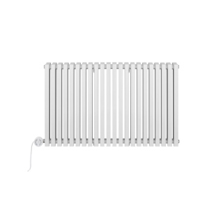 Grzejnik dekoracyjny elektryczny poziomy Nomad 600x990 biały, grzałka z lewej strony