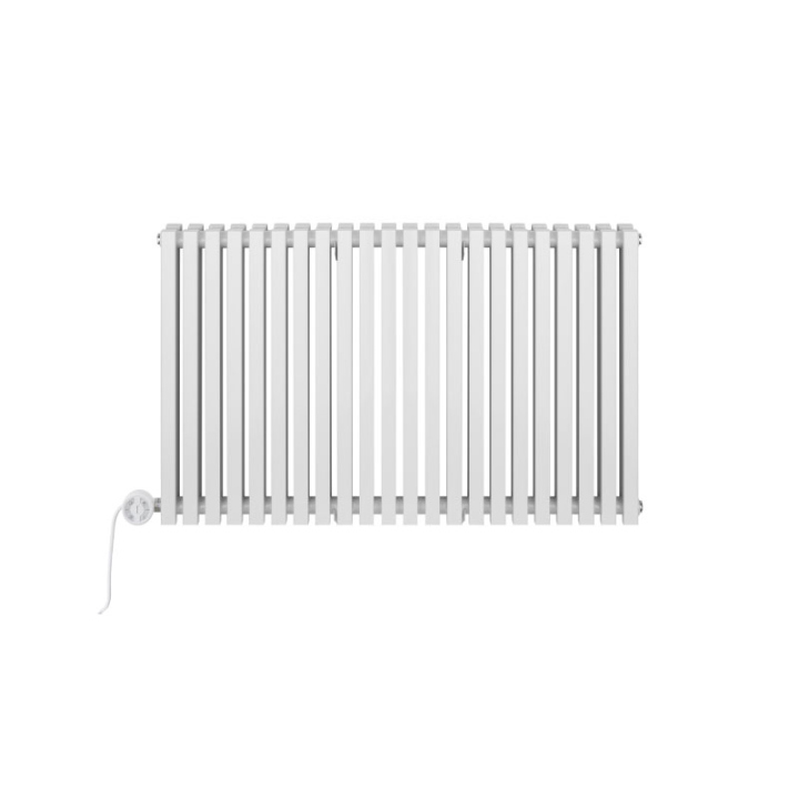 Grzejnik dekoracyjny elektryczny poziomy Nomad 600x990 biały, grzałka z lewej strony