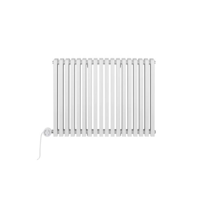 Grzejnik dekoracyjny elektryczny poziomy Nomad 600x810 biały, grzałka z lewej strony