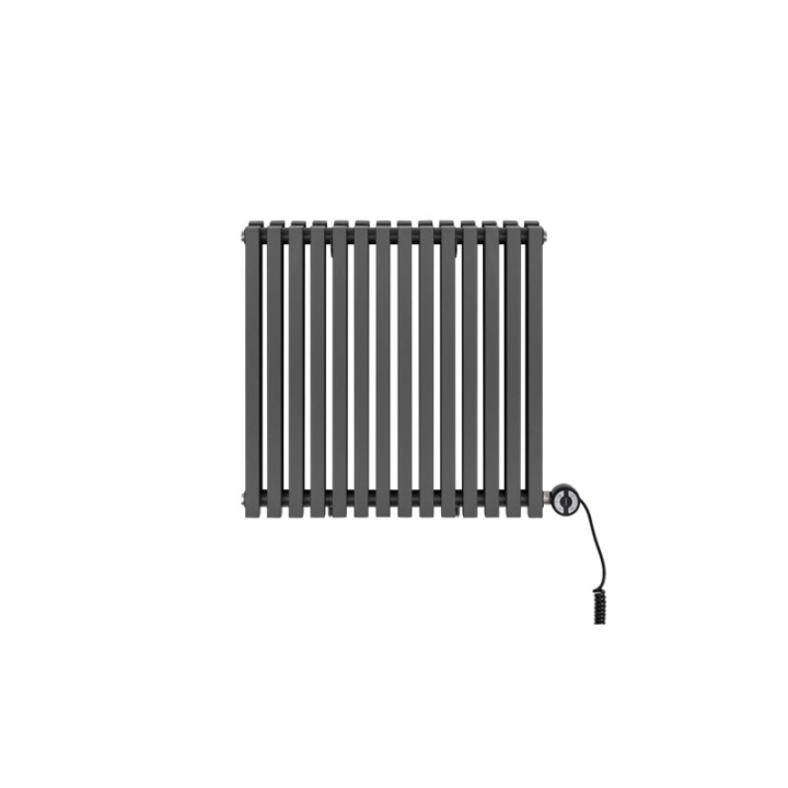 Grzejnik dekoracyjny elektryczny poziomy Nomad 600x630 grafit, grzałka z prawej strony