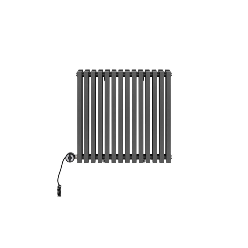 Grzejnik dekoracyjny elektryczny poziomy Nomad 600x630 grafit, grzałka z lewej strony