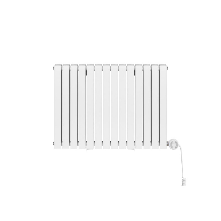 Grzejnik dekoracyjny elektryczny poziomy Judy 600x826 biały, grzałka z prawej strony