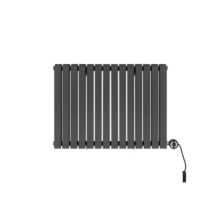 Grzejnik dekoracyjny elektryczny poziomy Judy 600x826 grafit, grzałka z prawej strony
