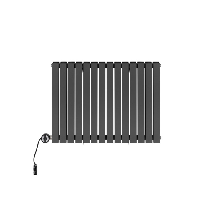 Grzejnik dekoracyjny elektryczny poziomy Judy 600x826 grafit, grzałka z lewej strony