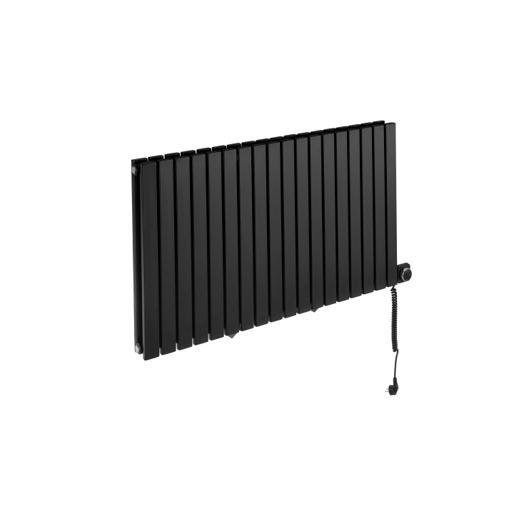 Grzejnik dekoracyjny elektryczny poziomy Judy 600x1062 czarny, grzałka z prawej strony