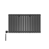 Grzejnik dekoracyjny elektryczny poziomy Judy 600x1062 grafit, grzałka z lewej strony