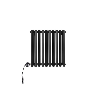 Grzejnik dekoracyjny elektryczny poziomy Gilda 600x590 czarny, grzałka z lewej strony