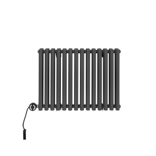 Grzejnik dekoracyjny elektryczny poziomy Gilda 600x826 grafit, grzałka z lewej strony