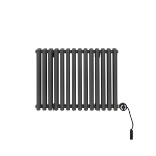 Grzejnik dekoracyjny elektryczny poziomy Gilda 600x826 grafit, grzałka z prawej strony