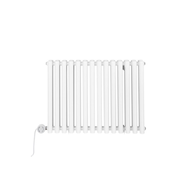 Grzejnik dekoracyjny elektryczny poziomy Gilda 600x826 biały, grzałka z lewej strony