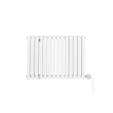 Grzejnik dekoracyjny elektryczny poziomy Gilda 600x826 biały, grzałka z prawej strony