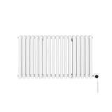 Grzejnik dekoracyjny elektryczny poziomy Gilda 600x1062 biały, grzałka z prawej strony