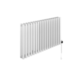 Grzejnik dekoracyjny elektryczny poziomy Gilda 600x1062 biały, grzałka z prawej strony