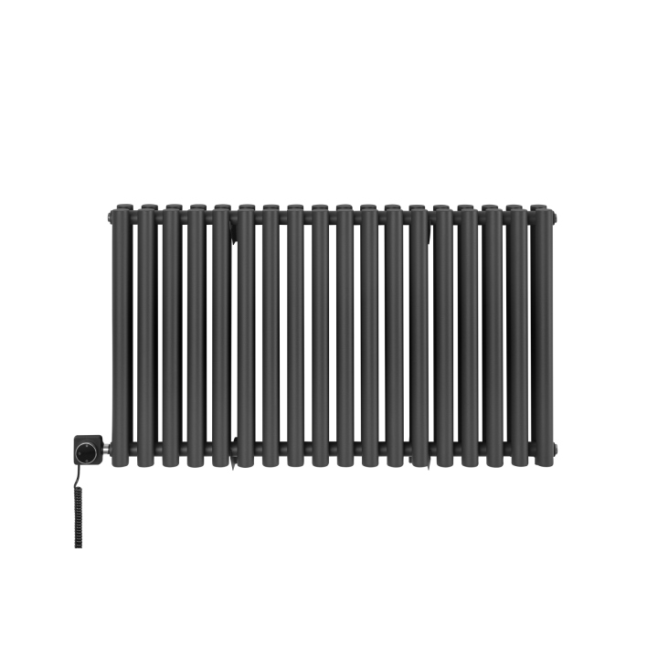 Grzejnik dekoracyjny elektryczny poziomy Gilda 600x1062 grafit, grzałka z lewej strony