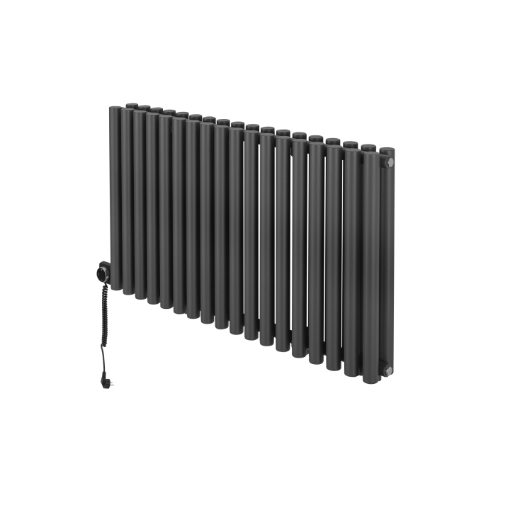 Grzejnik dekoracyjny elektryczny poziomy Gilda 600x1062 grafit, grzałka z lewej strony