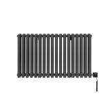 Grzejnik dekoracyjny elektryczny poziomy Gilda 600x1062 grafit, grzałka z prawej strony