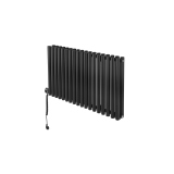 Grzejnik dekoracyjny elektryczny poziomy Gilda 600x1062 czarny, grzałka z lewej strony