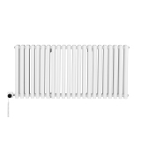 Grzejnik dekoracyjny elektryczny poziomy Gilda 600x1298 biały, grzałka z lewej strony