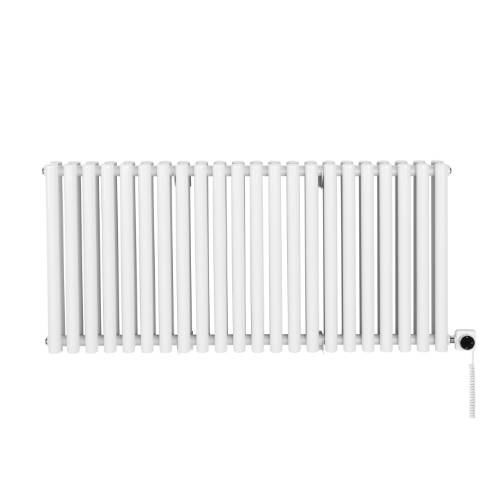 Grzejnik dekoracyjny elektryczny poziomy Gilda 600x1298 biały, grzałka z prawej strony