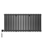 Grzejnik dekoracyjny elektryczny poziomy Gilda 600x1298 grafit, grzałka z lewej strony