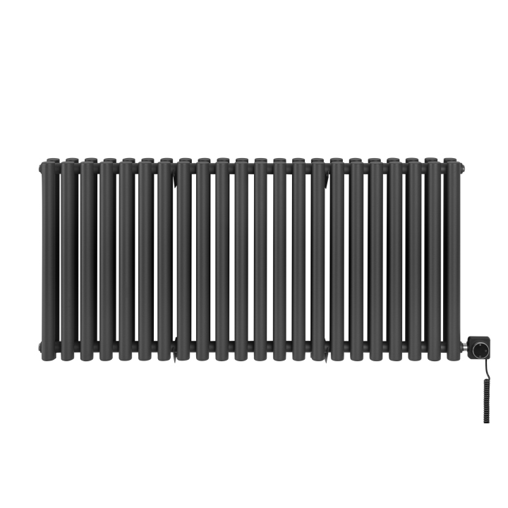 Grzejnik dekoracyjny elektryczny poziomy Gilda 600x1298 grafit, grzałka z prawej strony