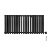 Grzejnik dekoracyjny elektryczny poziomy Gilda 600x1298 czarny, grzałka z prawej strony