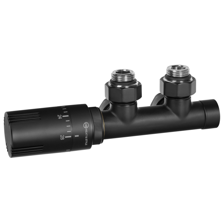 Zawór termostatyczny zespolony MULTIFLOW INVEST, czarny lewy