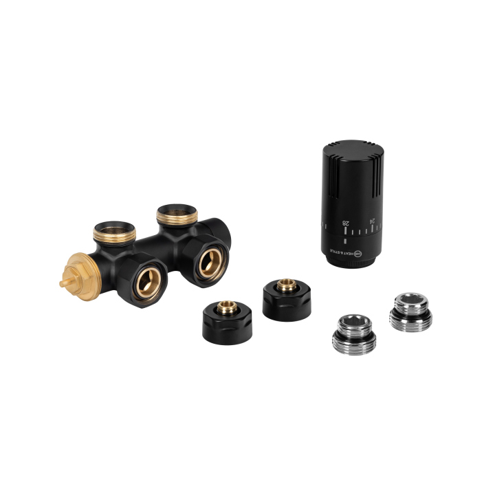 Zawór termostatyczny zespolony MULTIFLOW INVEST, czarny lewy