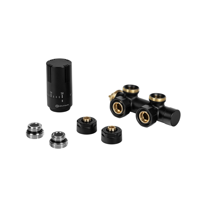 Zawór termostatyczny zespolony MULTIFLOW INVEST, czarny prawy