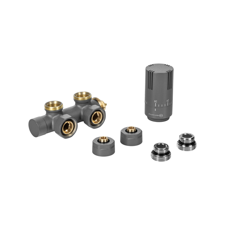 Zawór termostatyczny zespolony MULTIFLOW INVEST, grafit prawy