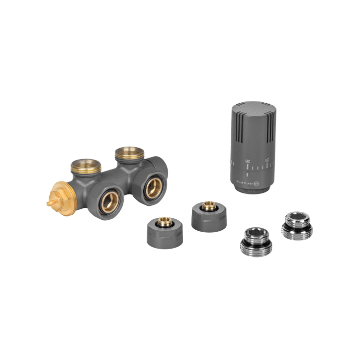 Zawór termostatyczny zespolony MULTIFLOW INVEST, grafit lewy