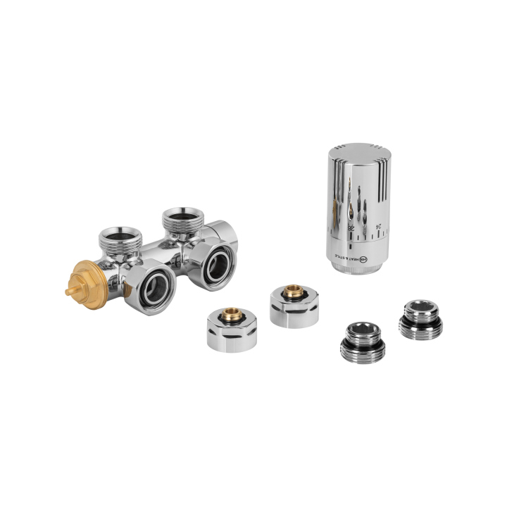 Zawór termostatyczny zespolony MULTIFLOW INVEST, chrom lewy