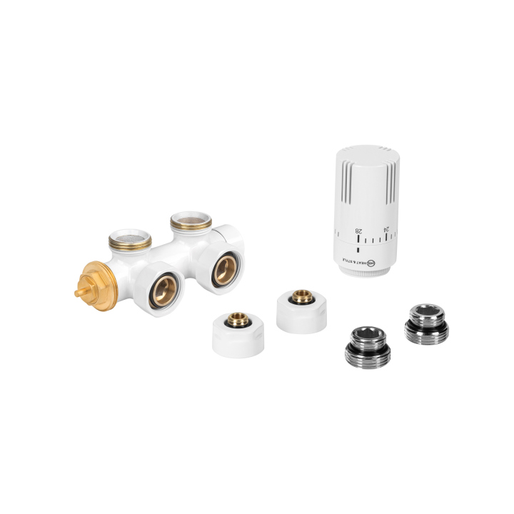 Zawór termostatyczny zespolony MULTIFLOW INVEST, biały lewy