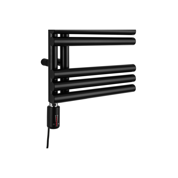 Grzejnik łazienkowy elektryczny Zodiak 737x400 czarny, grzałka z lewej strony