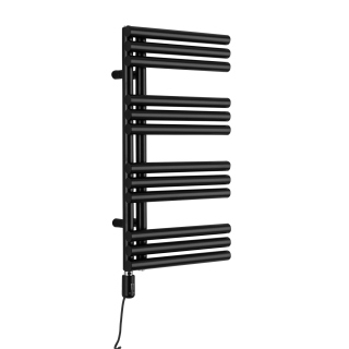 Grzejnik łazienkowy elektryczny Zodiak 737x400 czarny, grzałka z lewej strony