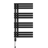 Grzejnik łazienkowy elektryczny Zodiak 737x400 czarny, grzałka z lewej strony